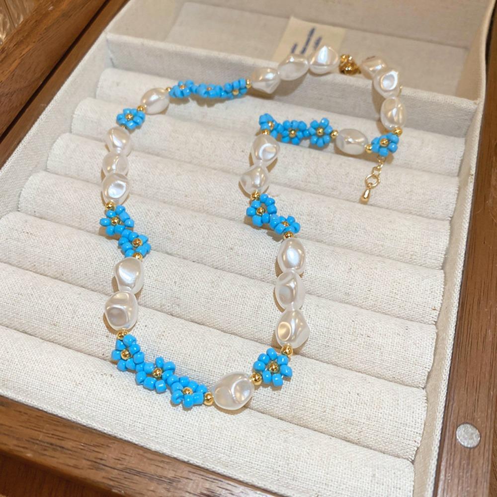 Korean Style Rice Bead Necklace Bead Flower Pearls Clavicle Chain Cute Daisy Bracelet Women