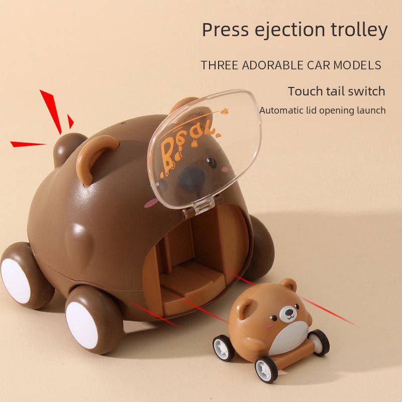Manqi Cartoon Cute Pet Ejection Toy Car - Модная инерционная игрушка для детей