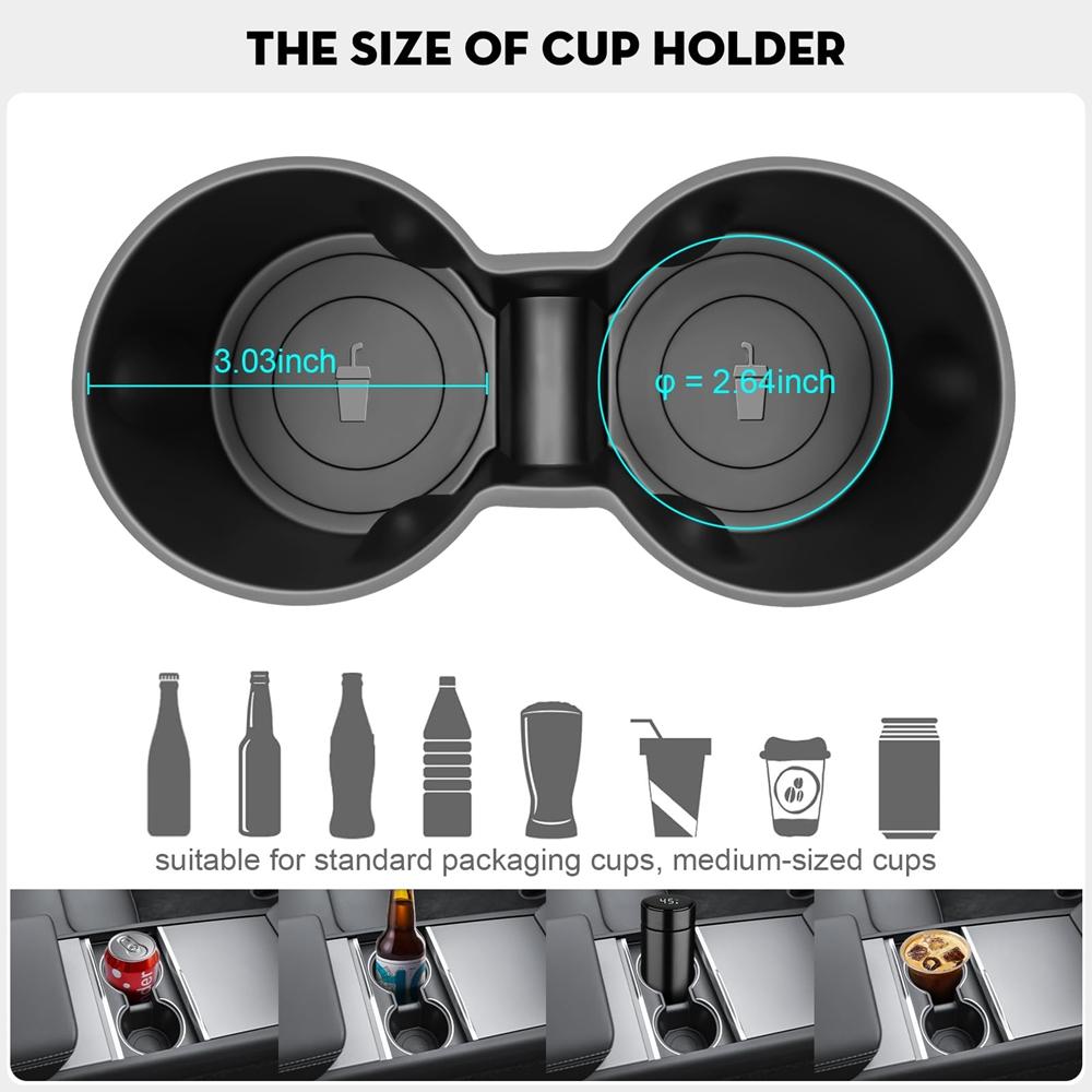 Cup Holder Insert for Tesla Model Y Juniper Model 3 2026 2026 Center Console Drink Limiter Holder Cup Coaster Mats Accessories