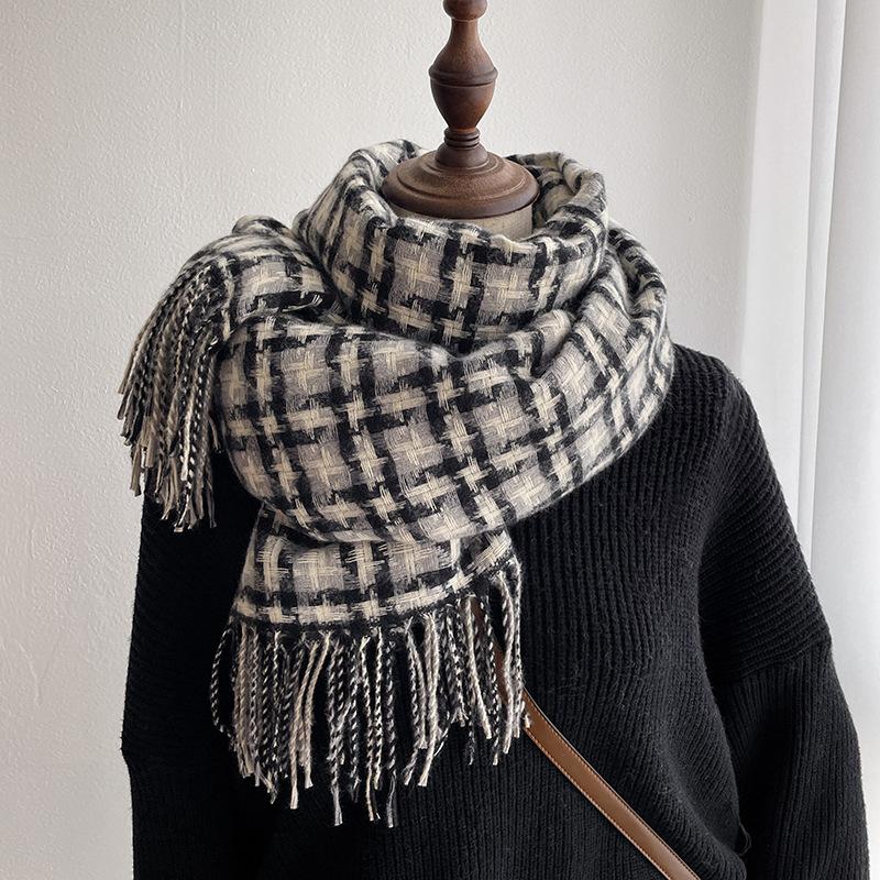 Print Logo Design Fluffy Double Sided Woven Cashmere Scarf Pashmina Shawl