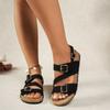 Casual One-shoulder Shoes Women's Button-up Flat Flip-flops
