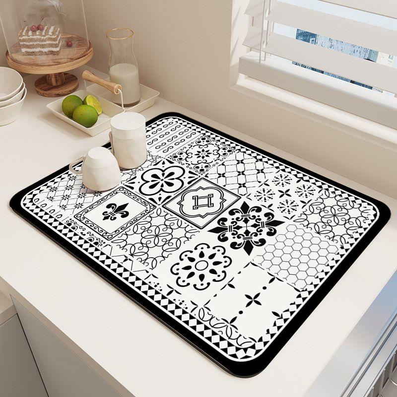 Mud Absorbent Quickly Dry Heat Resistant Non-Slip Tableware Pad Dish Drying Mat Placemat Coffee Mat CDN