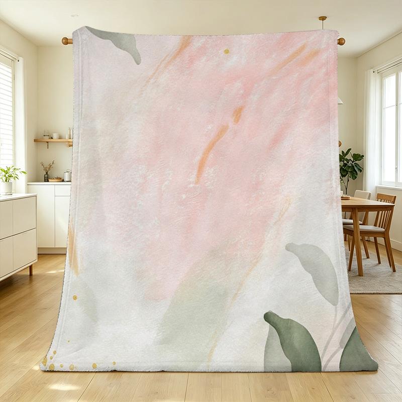 Lightweight Flannel Throw Blanket, Simple Floral Pattern, Soft Cozy Warm, Portable for Home & Car, Ideal for Christmas & Halloween
