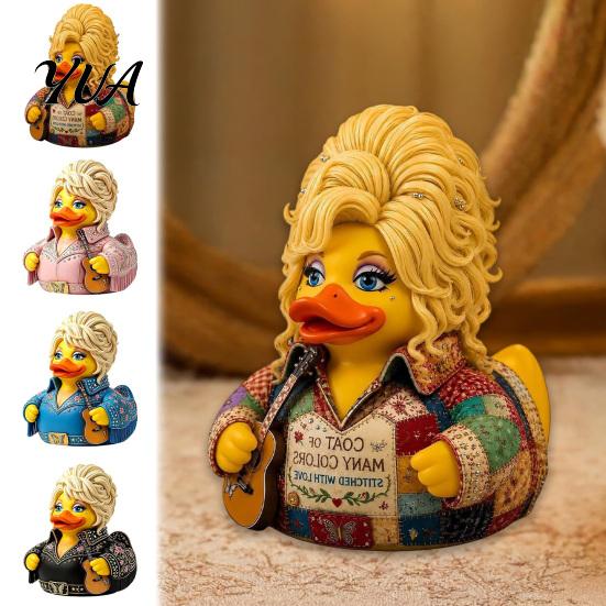Creative Home Office Ornament Parton Memorial Duck, Dolly Duck Figurine, Country Music Statue, Guitar-Themed Icon Gift Decorative Sculpture for Shelf