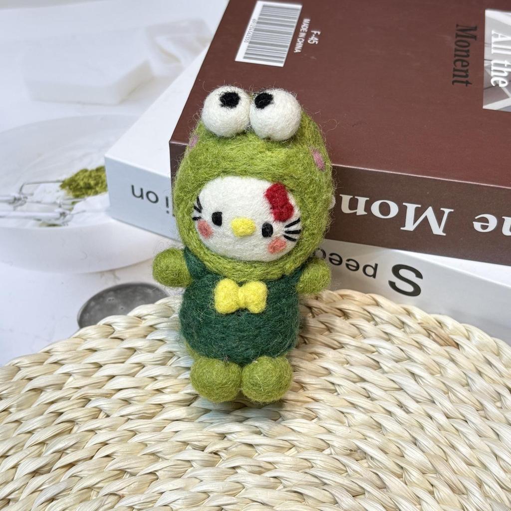 Handmade Wool Felt Cat Keychain Pendant - Cute Animal Bag Charm