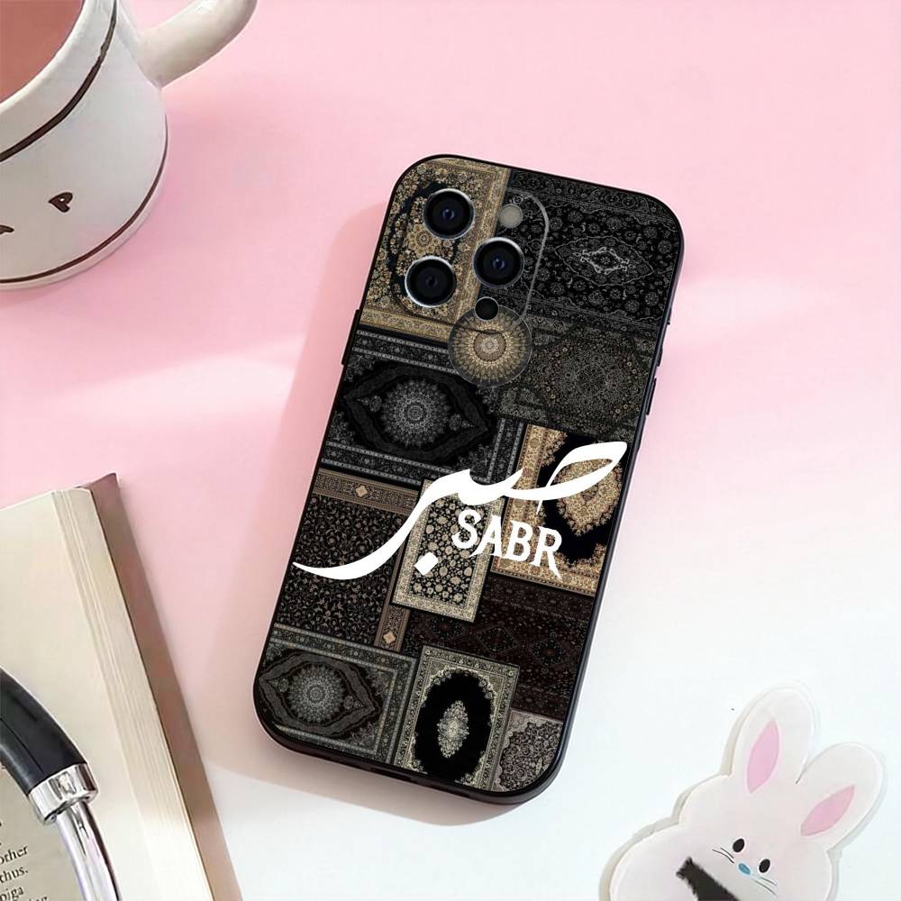 Q-Коран Сабр Ислам Терпение Чехол для телефона для iPhone 17,16,15,14,13,12,11 Plus,Pro Max, Мягкий силиконовый черный чехол