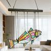 Ручная работа Витражная Рыбка Ловец Солнца Акриловая Рыбка Навесное Украшение на Окно Ручная Работа Радужная Рыбка Музыка Ветра для Патио Сада Дома