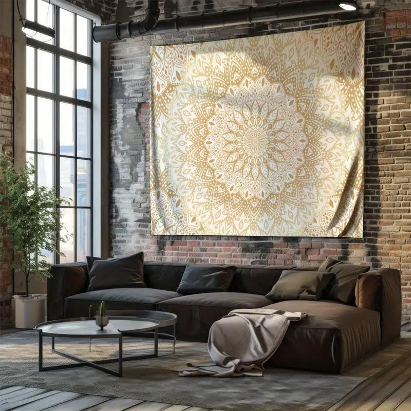 Golden Mandala Pattern Decorative Hanging Cloth Bedroom Wall Decorative Tapestry