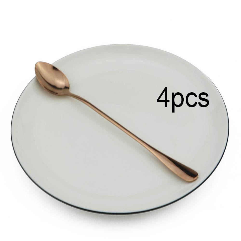 Colorful Long Handled Teaspoons Juice Coffee Stirring Cutlery Stainless Steel Spoon Ice Cream Dessert Spoon Kitchen Accessories