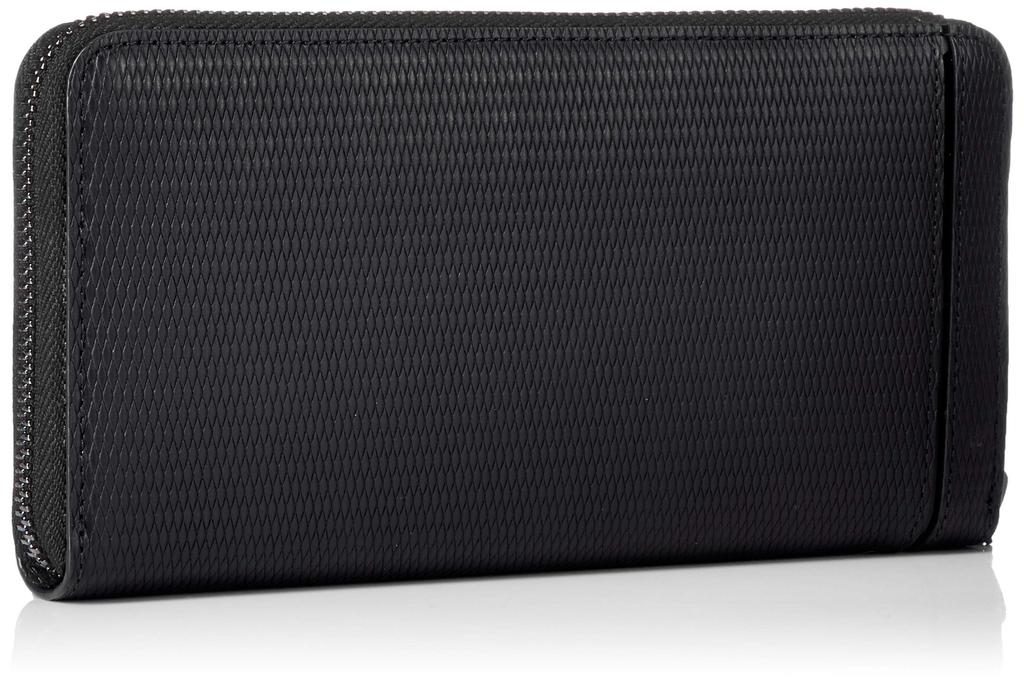 Круглая молния длинный кошелек из воловьей кожи со стеклянной отделкой в форме линии функциональный острый металлический логотип подарок черный [коллекция Lanvin] [КОМБИНАЦИЯ КОЖИ] мужской