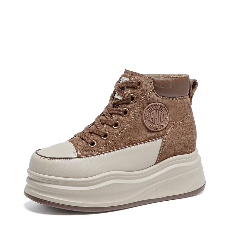 Inner height increase women's 2026 autumn new short Le muffin shoes 1 cm small thick-soled high-top shoes