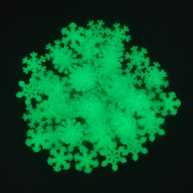 1 Set 50pcs Luminous Snowflake Wall Stickers Kids Room Christmas New Year Home Decor
