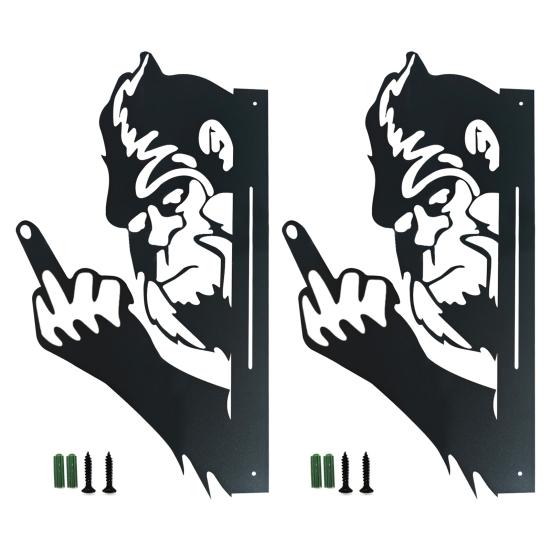 Peek-a-Boo Sasquatch металлический знак двухсторонний силуэт выглядывающего животного средний палец Sasquatch садовый художественный знак для наружной стены дерево забор декор