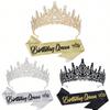 2 шт. Королевские тиары и короны на День Рождения для женщин, Хрустальная повязка Королевы на День Рождения, Элегантная корона Принцессы, Украшения для вечеринки по случаю дня рождения