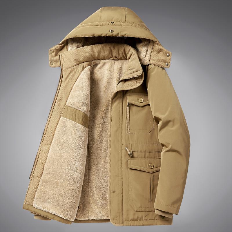 Cotton-padded Men's Winter Plus Velvet Padded Jacket Tooling Outdoor Warm Cotton-padded Plus Size Men's Coat