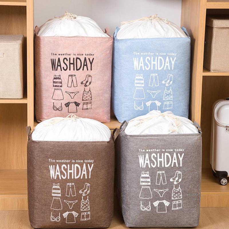 Large-Capacity Cotton Linen Storage Bags - Water-Proof Drawstring Bags for Clothes & Moving