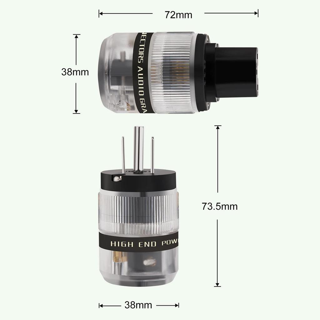 Preffair Brass Audio Power DIY Power Compatible with IEC320C13 Pair of AC Power Female to Male for Audio Audio Power and Audio Power Cords 3-Pin Plug,
