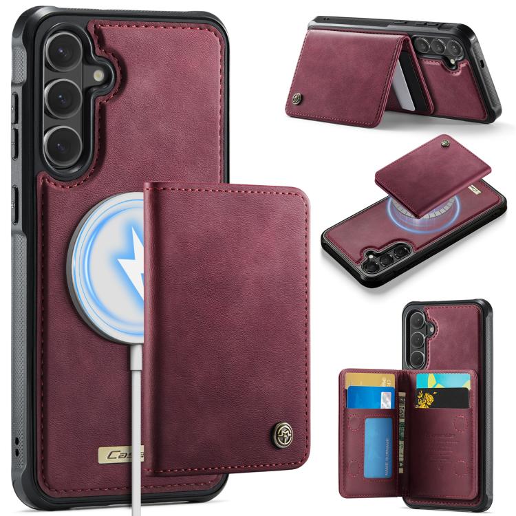 CaseMe Me80 Magnetic RFID Wallet Phone Case For Samsung Galaxy S24 FE 5G, Detachable Multi Card Slot Kickstand Anti-Theft Cover