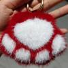 Stuffed Animal Cat's Paw Fur Keychain Love Plush Cat's Paw Pendant  Jewelry Gift