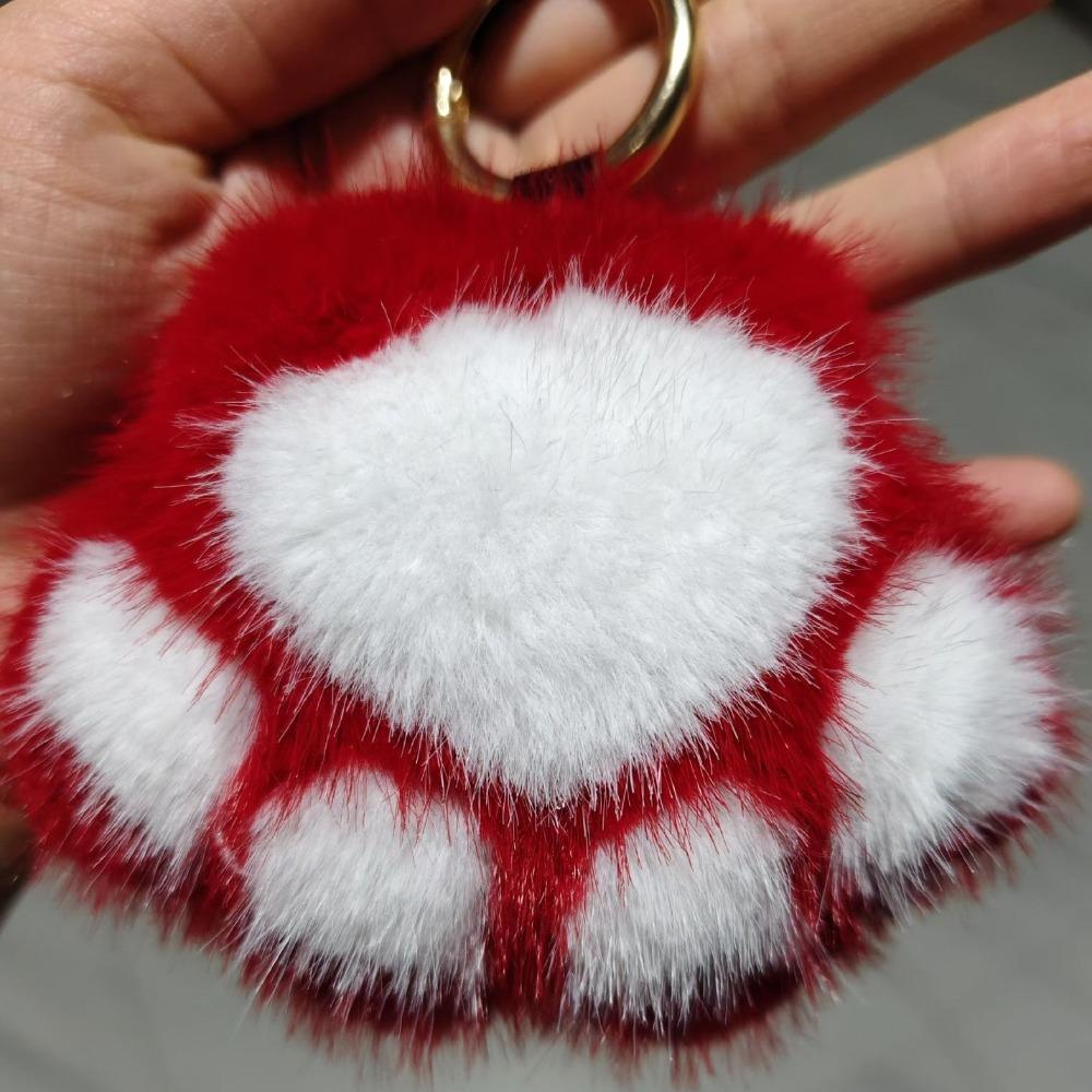 Stuffed Animal Cat's Paw Fur Keychain Love Plush Cat's Paw Pendant Jewelry Gift