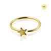 KODY PIERCING 14K Solid Gold Open Nose Ring Piercing With Star - Quality Piercing