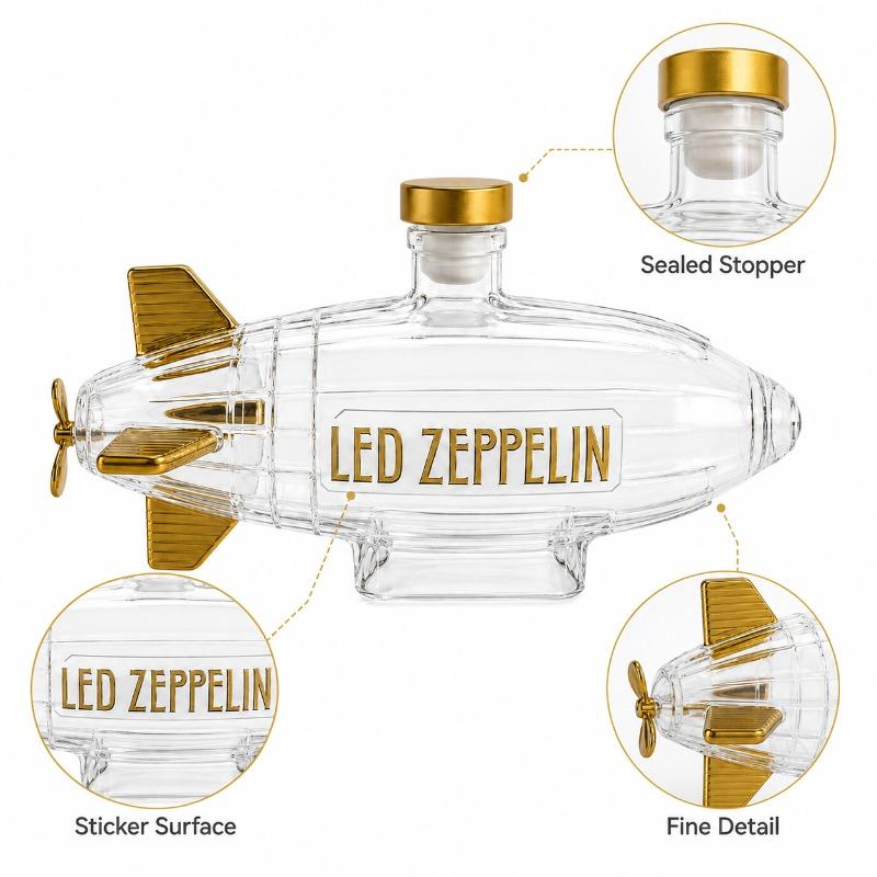 Led Zeppelin Band Whiskey Decanter Creative Zeppelin Airship Glass Liquor Bottle Collectible Bar Decoration