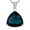 Teal Sapphire 80.2 Ct CERTIFIED Trillion 925 Sterling Silver Gemstone Pendant AI-81-NS