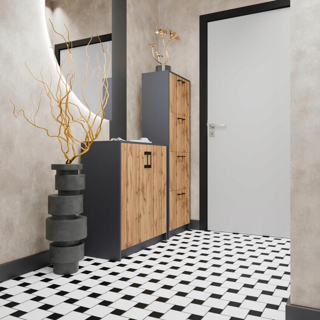 Chest Of Drawers 2D Grafit-Wotan Two-Door Cabinet Anthracite Rob