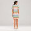 Plus Size Women's Summer Short Sleeved Rainbow Striped Loose Pajama Dress