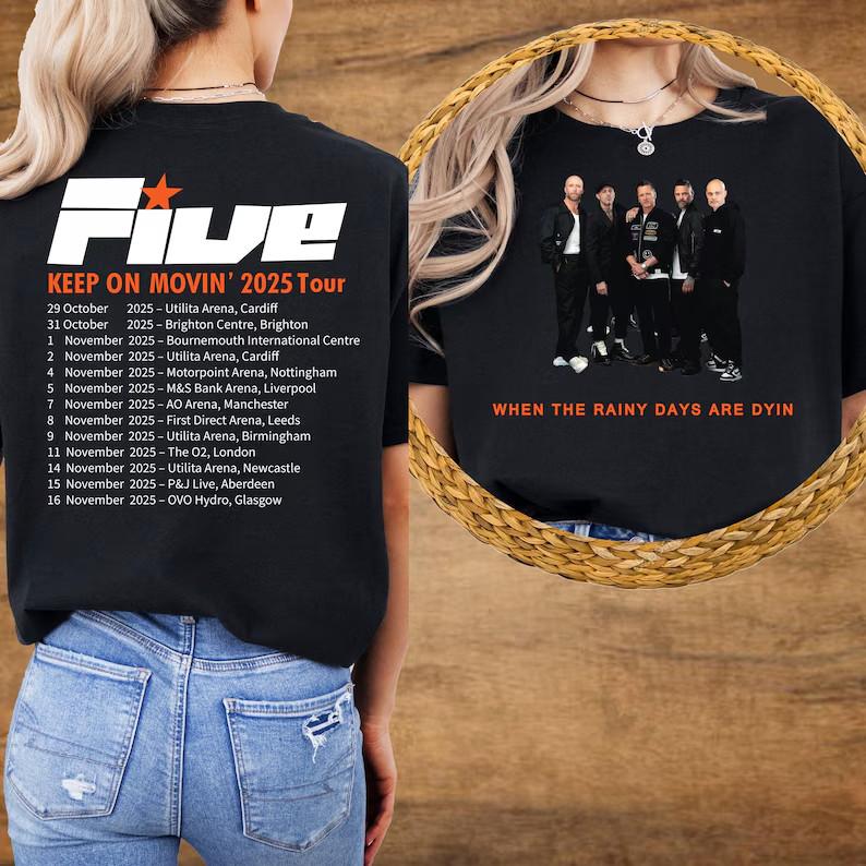 Футболка Five Boy Keep on Movin Tour 2025 Футболка с концерта Five Boy AN62130