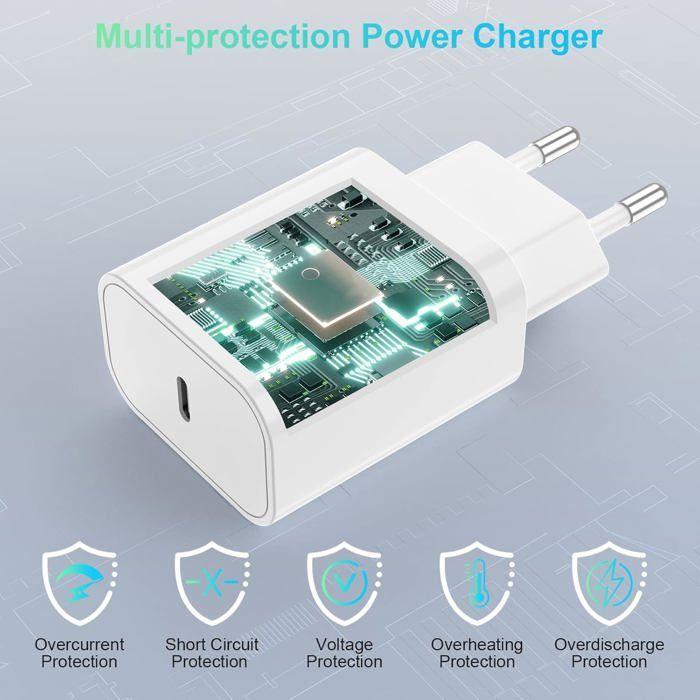 Chargeur iPhone - Apple - 20W - Charge rapide - Câble Lightning 2m - USB Type C