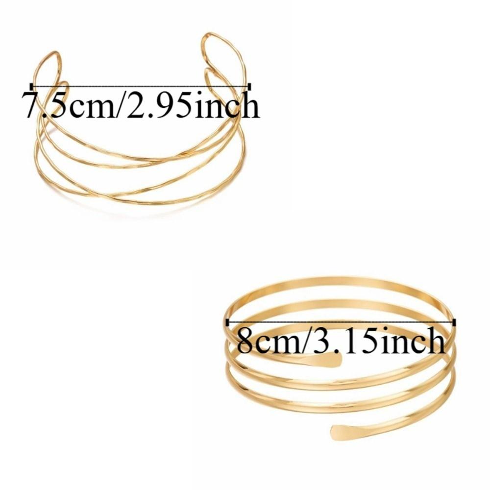Multilayer Coil Open Arm Bangles Gold Hyperbolic Cuff Bangle Adjustable Snake Armband Party