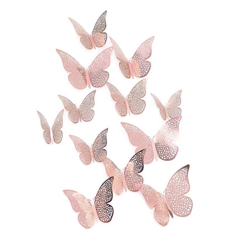 Topper Gold 3D Baking Dessert Decor For Wedding Party Happy Birthday Cake 12Pcs Artificial Butterfly Butterflies Cupcake Toppers