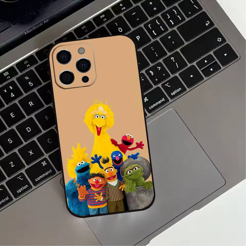Sesame S-Street Cookie Elmo Phone Case For iPhone 17,16,15,14,13,12,11 Plus,Pro Max,XS,Soft Silicone Black Cover