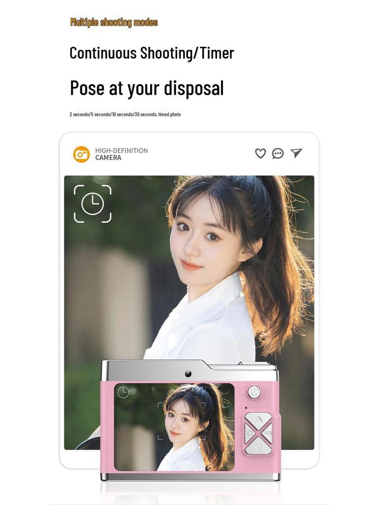 Цифровая камера с двумя объективами высокой четкости для студентов - Ретро CCD-дизайн