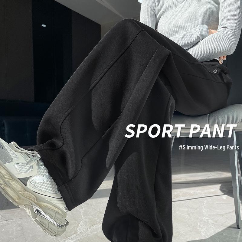 Женские серые спортивные брюки с высокой посадкой, маленького размера, с широкими штанинами - стиль весна 2025