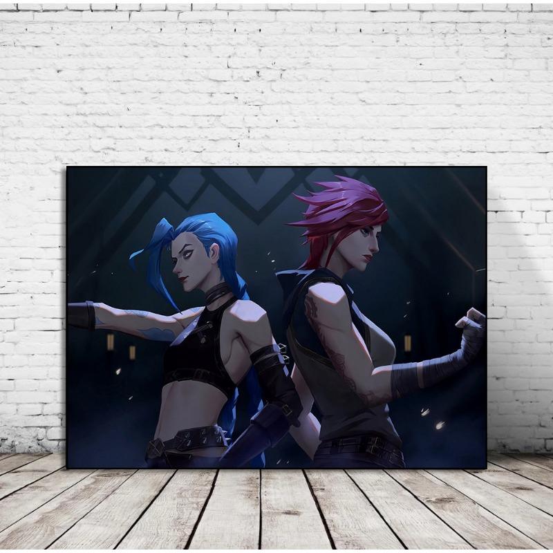 Аркейн Лига Легенд Сериал Постер Принт Холст Искусство Картины Дом для Гостиной и Игровой Комнаты Настенный Декор Бескаркасная Картина