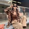 Retro Plaid Shirt for Women In Autumn New Design Loose Long-sleeved Cardigan Jacket Small Shirt for Women