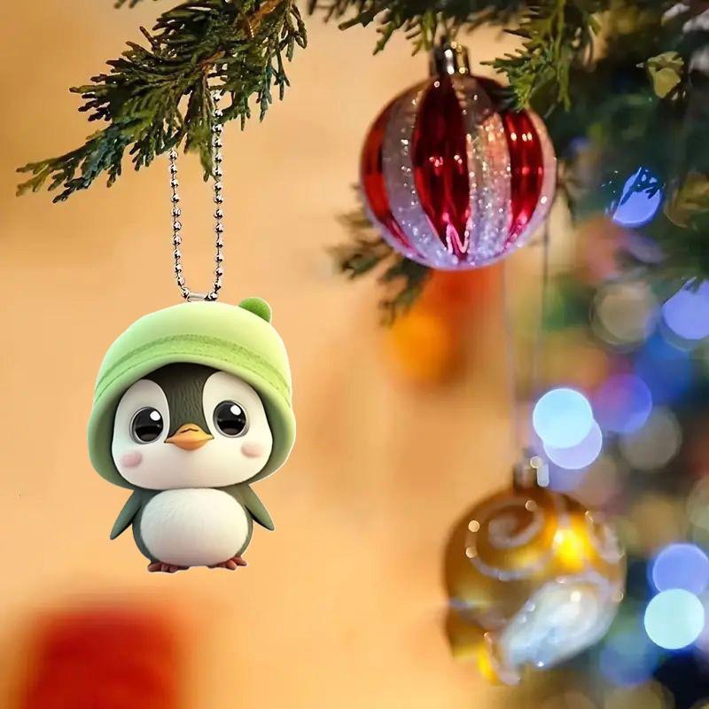 Cute New Green Little Penguin Acrylic Pendant Cross-border Flat Car Decoration Pendant Keychain Pendant