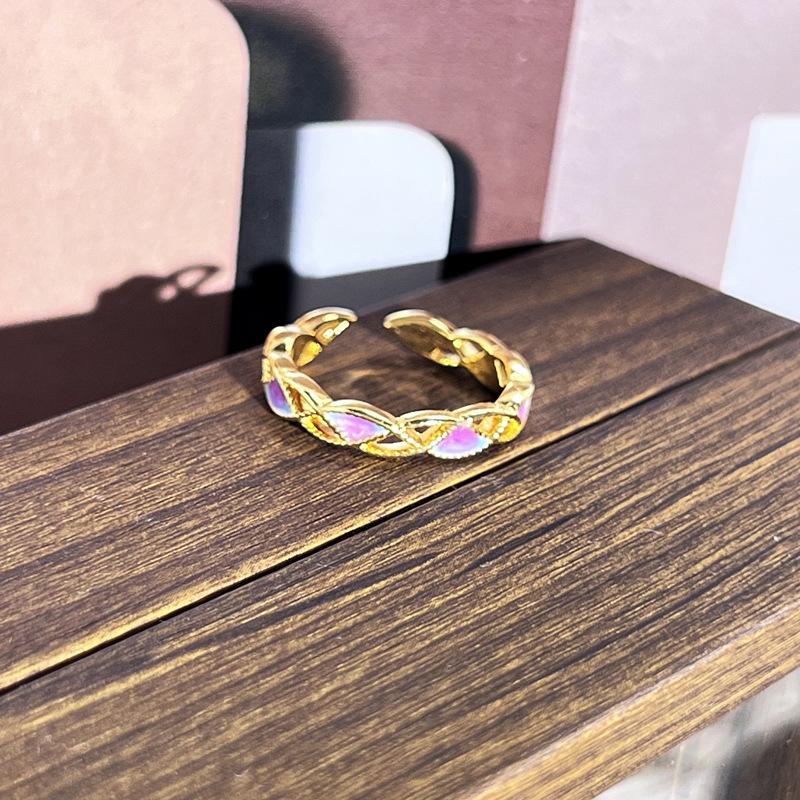 2026 Sweet and Cool Colorful Drip Glaze Temperament Court Style Retro Ring Female Flower Niche Ring