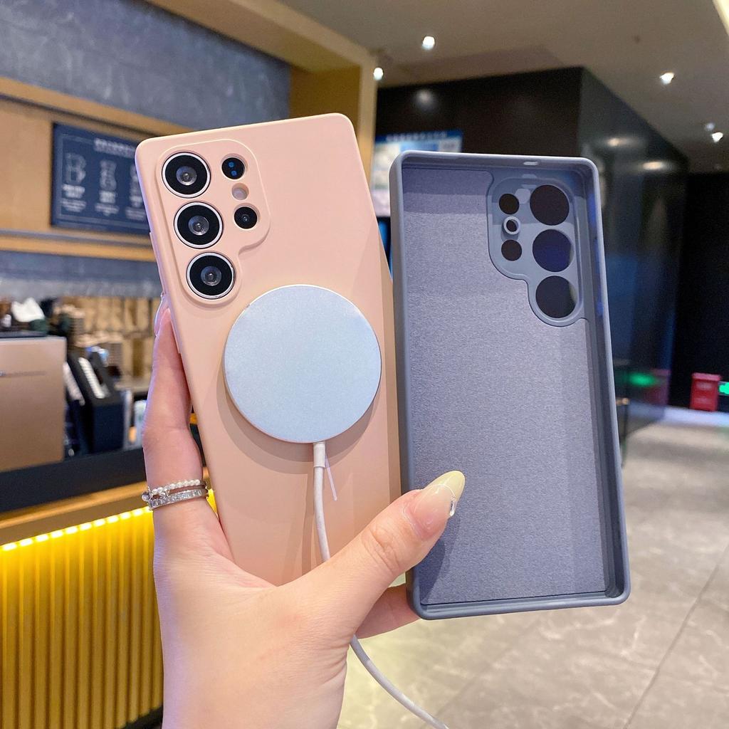 Suitable for Samsung S25 Ultra Thin Circle Magnetic Phone Case A55 Liquid A54 Silicone Soft Shell A16 Skin Feeling Full