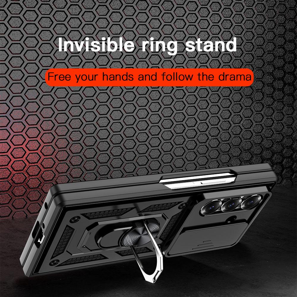 KEYSION Противоударный чехол для Samsung Z Fold 7 6 5 со сдвижной защитой камеры, кольцом-подставкой, задняя крышка для телефона Galaxy Z Fold 5 6 7 5G