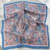 Luxury Floral Print Satin Women's 70cm Square Scarves Scarf Simple Bandana Small Hijab Wrap Hairbands Foulard Shawl