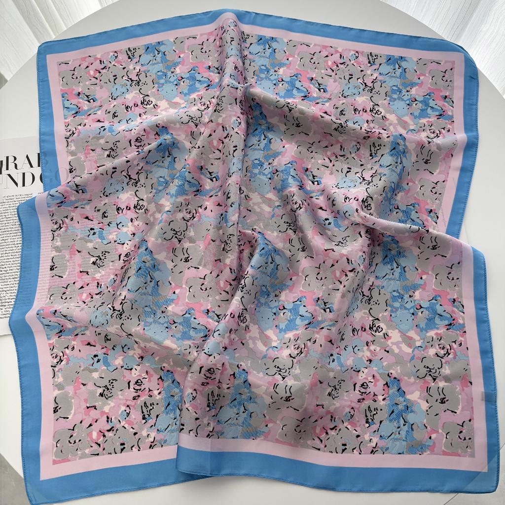 Luxury Floral Print Satin Women's 70cm Square Scarves Scarf Simple Bandana Small Hijab Wrap Hairbands Foulard Shawl
