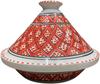 Large Handmade Tunisian Red & White Colored Tagine – Traditional Ceramic Cookware for Oven & Fire – 27cm, Perfect for Fish, Poultry, Meat, Vegetables