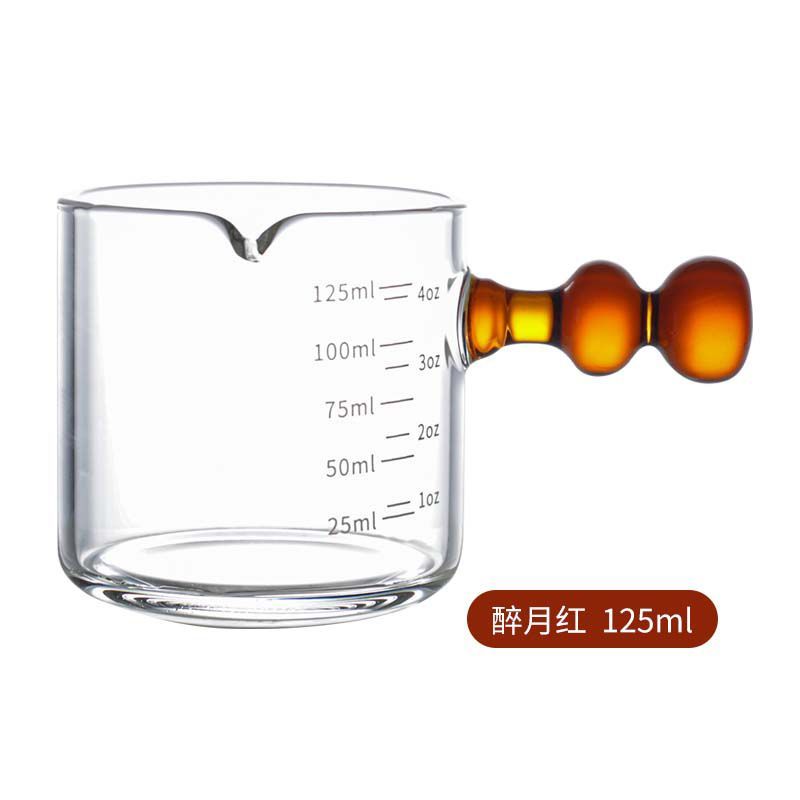 Small Glass Milk Cup Multifunction Espresso Extract Measuring Cup with Graduated Home Milk Pot Honey Ounce Cup Anti-hot Handle