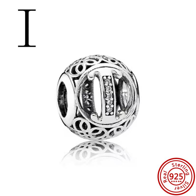 925 Чистая медь Символ бесконечности Полый Круг A-Z 26 Букв Алфавита Сияющие Циркониевые Бусины Подходят для Оригинального Браслета с Шармами Pantaro