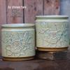 Handmade Embossed Rose Ceramic Pot for Succulents - Tall, Breathable Coarse Pottery Planter