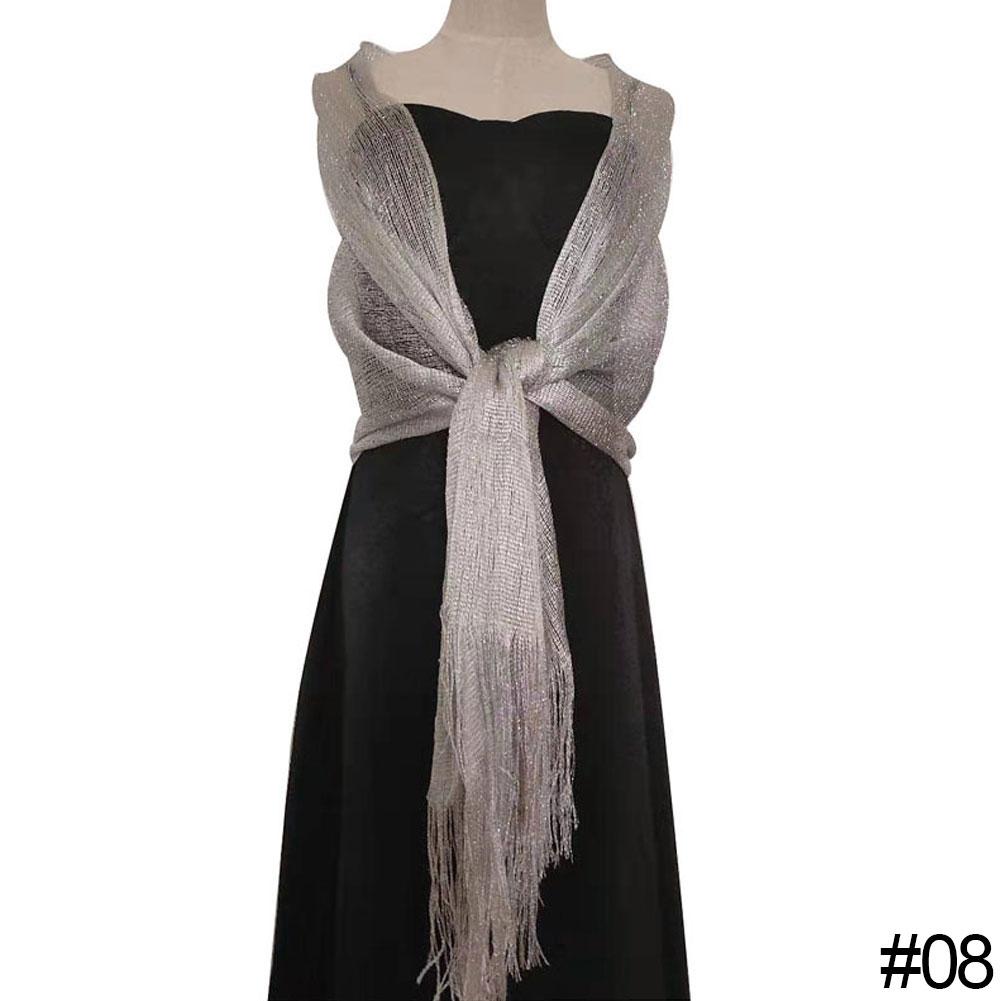 Женские элегантные вечерние платья, шали, золотые, серебристые проволочные кисточки, женские вечерние свадебные аксессуары, шарф
