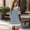 Women's Stylish Vertical Striped Knit Dress Long Sleeve Casual Dress for Everyday Wear